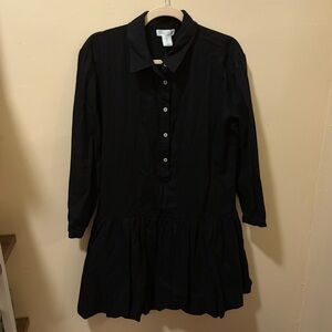 cynthia rowley black drop waist pleated bubble hem mini dress